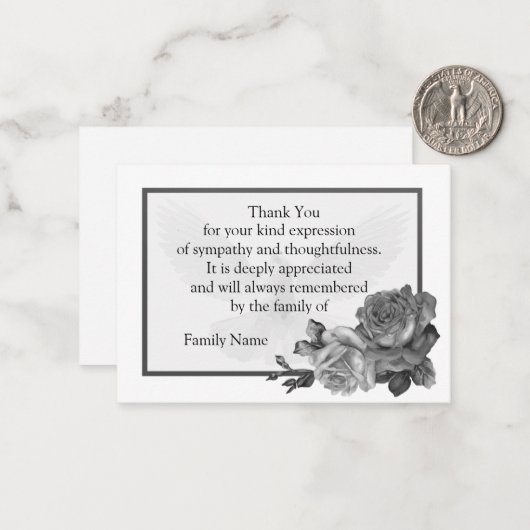 Zwarte Rozen Dank u kaarten Notitiekaartje (Voorkant / Achterkant in situ)
