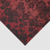 Zwarte Rozen en schedels op de rode decoupage Tissuepapier (Detail)