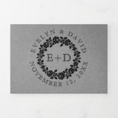  zwarte rozen grijs kraftkarton bruiloft drieluik uitnodiging (Cover)