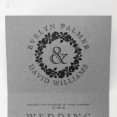  zwarte rozen grijs kraftkarton bruiloft drieluik uitnodiging (Binnenzijde eerst)