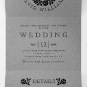  zwarte rozen grijs kraftkarton bruiloft drieluik uitnodiging (Binnenkant midden)