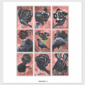 Zwarte rozen ravens en kraaikraakkraakbeen sticker (Vel)