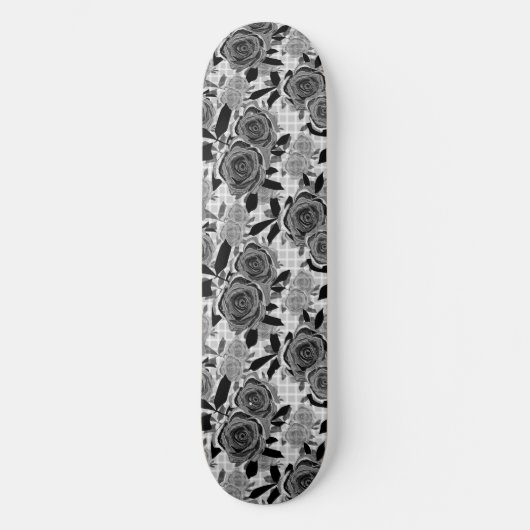 Zwarte rozen, rozen, zwart en grijs skateboard (Voorkant)