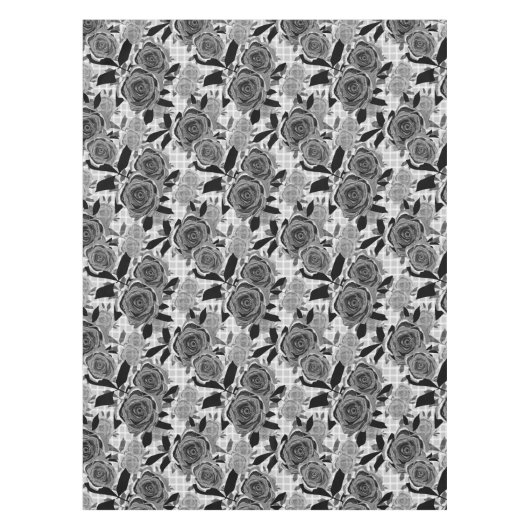 Zwarte rozen, rozen, zwart en grijs tafelkleed (Voorkant)