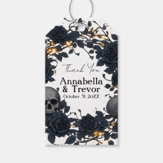 Zwarte Rozen & Schedels Gepersonaliseerde Gotische Cadeaulabel