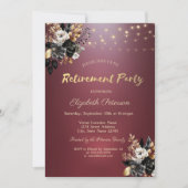 Zwarte Rozen String Licht Rood Pensioen Partij Kaart (Voorkant)