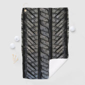 Zwarte rubberbanddraad voor automobielthema golfhanddoek (Insitu)