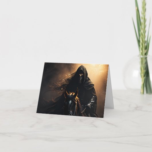 Zwarte Ruiter Halloween Feestdagen Kaart (Voorkant)