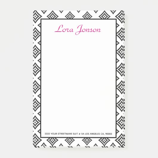 Zwarte ruitvormig op witte achtergrond post-it® notes (Voorkant)