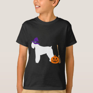 Zwarte Russische Terrier Halloween hond draagt hek T-shirt