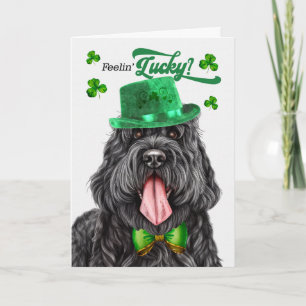 Zwarte Russische Terrier Hond Gelukkige St. Patric Feestdagen Kaart