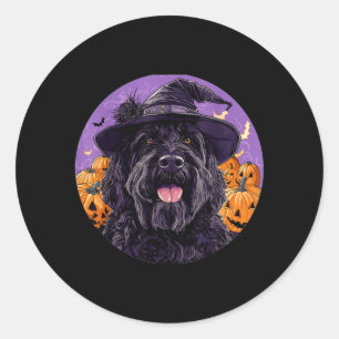 Zwarte Russische Terrier Hond Met Hoed Halloween Ronde Sticker