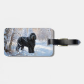 Zwarte Russische terriër laat het sneeuwen Kerstmi Bagagelabel (Achterkant horizontaal)