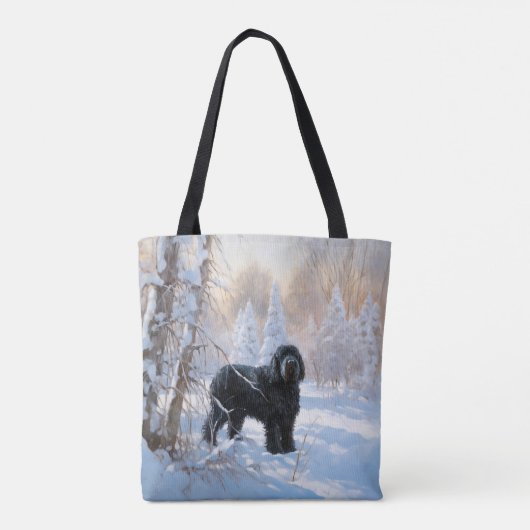 Zwarte Russische terriër laat het sneeuwen Kerstmi Draagtas (Achterkant)