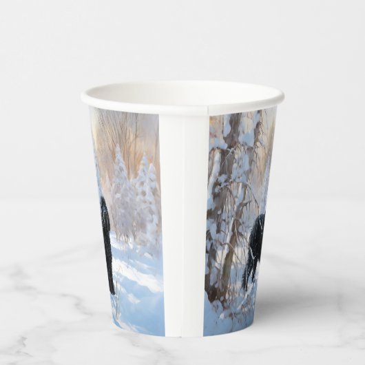 Zwarte Russische terriër laat het sneeuwen Kerstmi Papieren Bekers (Rechts)