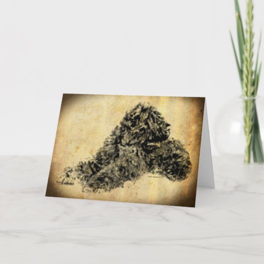 Zwarte Russische Terrier Oude Tijd Kaart (Voorkant)