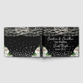 Zwarte Rustieke Witte Rozen String Lights Wedding Gastenboek (Volledig)