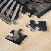 Zwarte Rusty Stoomlocomotief Treinmotor Legpuzzel (Zijkant)