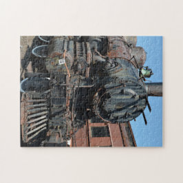 Zwarte  Rusty Stoomlocomotief Treinmotor Legpuzzel