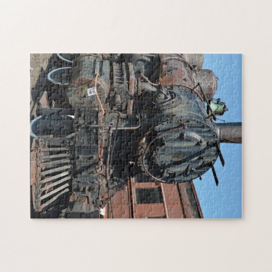 Zwarte Rusty Stoomlocomotief Treinmotor Legpuzzel (Horizontaal)