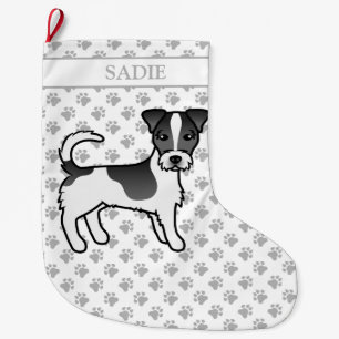 Zwarte Ruwharige Jack Russell Terrier Hond & Naam Grote Kerstsok