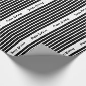 Zwarte Safari Stripe met aangepaste tekst Cadeaupapier (Hoek)
