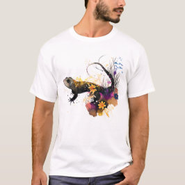 Zwarte Salamander Kunst T-shirt