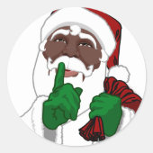 Zwarte Santa Kerst sticker Santa Clause Sticker (Voorkant)