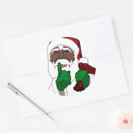 Zwarte Santa Kerst sticker Santa Clause Sticker (Envelop)