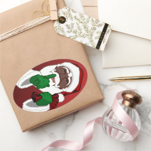 Zwarte Santa Kerst sticker Santa Clause Sticker