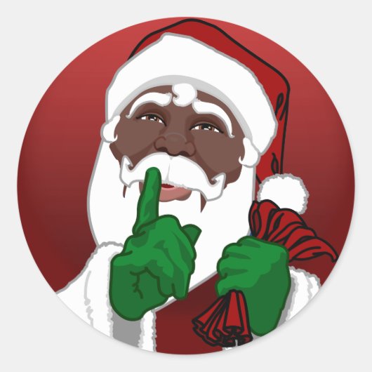 Zwarte Santa Kerst sticker Santa Clause Sticker (Voorkant)