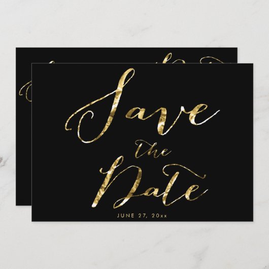 Zwarte Save The Date Kaarten Elegante Gouden Folie (Voorkant / Achterkant)