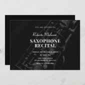 Zwarte saxofoon jazz muziek recital Uitnodiging (Voorkant / Achterkant)