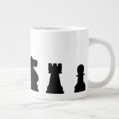 Zwarte schaakstukken op wit extra grote beker (Rechts)