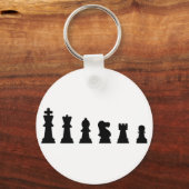 Zwarte schaakstukken op wit sleutelhanger (Voorkant)
