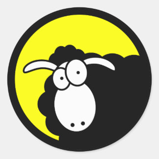 Zwarte schaap aan de binnenkant ronde sticker