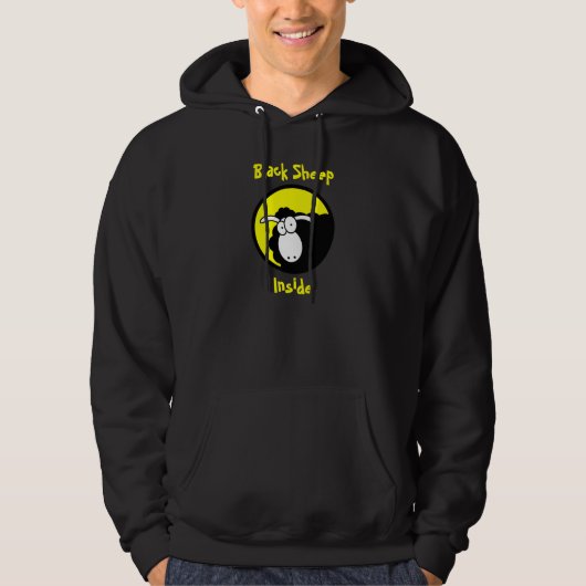 Zwarte schaap in hoodie (Voorkant)