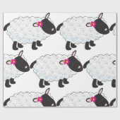 Zwarte schaap met witte wol cadeaupapier (Vlak)