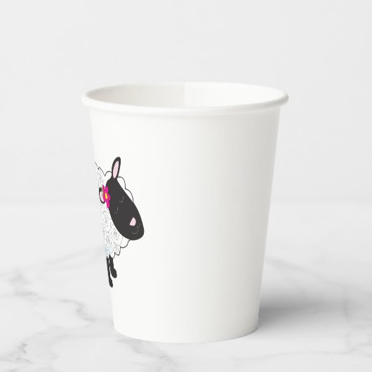 Zwarte schaap met witte wol papieren bekers (Links)