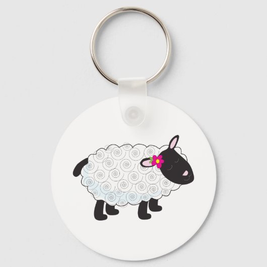 Zwarte schaap met witte wol sleutelhanger (Voorkant)
