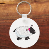 Zwarte schaap met witte wol sleutelhanger (Voorkant)