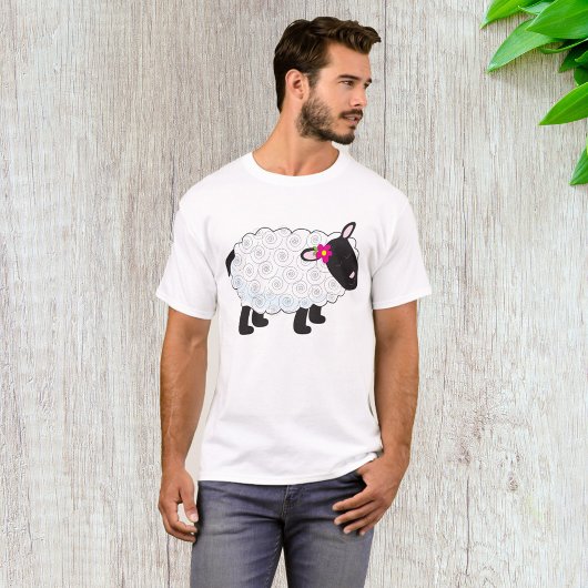 Zwarte schaap met witte wol t-shirt