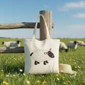 Zwarte schaap met witte wol tote bag