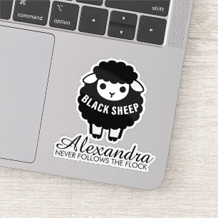 Zwarte Schaap Roze Schrift Volgt De Kudde Nooit Sticker