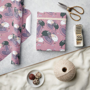 Zwarte Schaap Witte Schaap Liefde Cadeaupapier