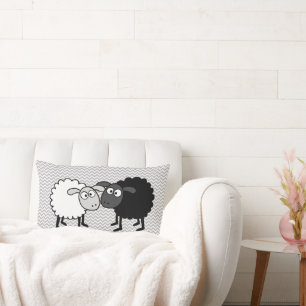 Zwarte Schaap Witte Schaap Worp Kussen