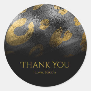 Zwarte Schaduwen & Luipaardprint Feest Favor Ronde Sticker