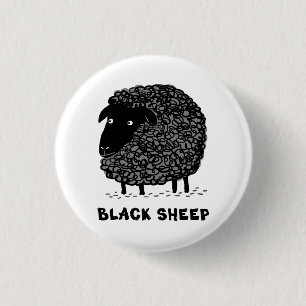 Zwarte schapen ronde button 3,2 cm