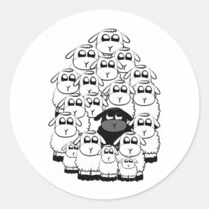 Zwarte schapen ronde sticker