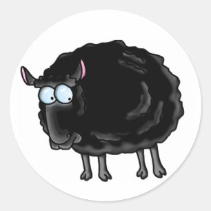 Zwarte schapen ronde sticker
